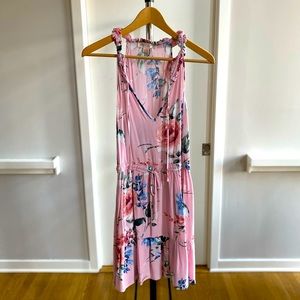Band of Gypsies pink floral mini dress with ruffle details